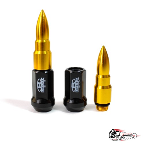 Гайки колесные Blox M12х1,25, золотые сталь пули