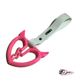 цурикава, розовое разбитое сердце с рожками, подвес белый пластик