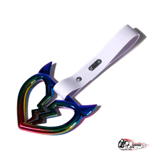 цурикава, нео хром разбитое сердце с рожками, подвес белый пластик