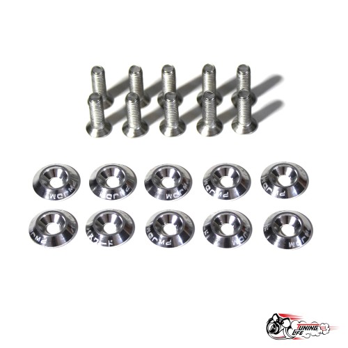 Шайбы конусные с болтами декоративные JDM серебро