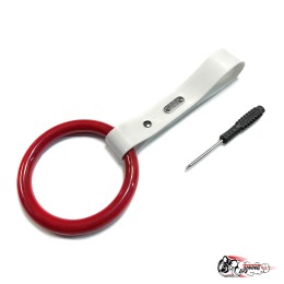 Цурикава круглое кольцо красное, подвес белый пластик