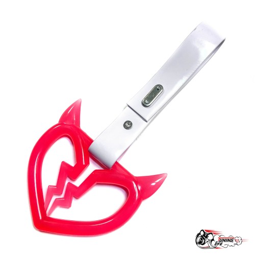 Цурикава ФОСФОРНОЕ красное разбитое сердце с рожками, подвес белый пластик