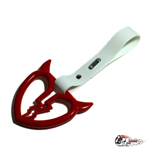 Цурикава красное разбитое сердце с рожками, подвес белый пластик