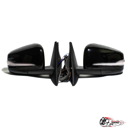 Зеркала Приора AMG МЕХАНИКА c 1Х повторителем, подсветка + складывание + обогрев