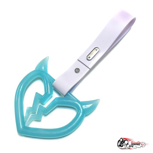 Цурикава ФОСФОРНОЕ мятное разбитое сердце с рожками, подвес белый пластик