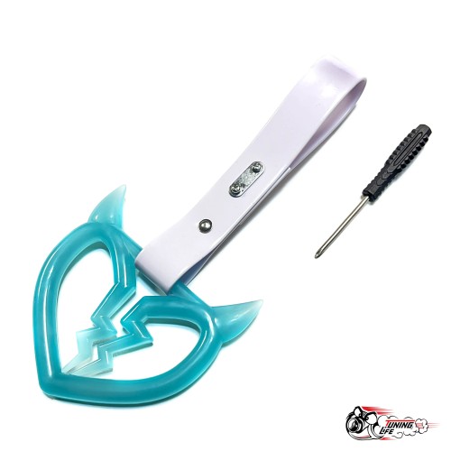 Цурикава ФОСФОРНОЕ мятное разбитое сердце с рожками, подвес белый пластик