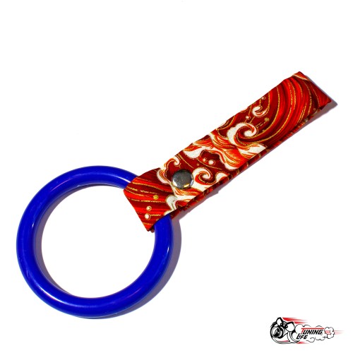 Цурикава круглое кольцо синее, красная ткань