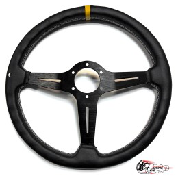 Руль Nardi кожа без выноса желтая полоска белая строчка D36