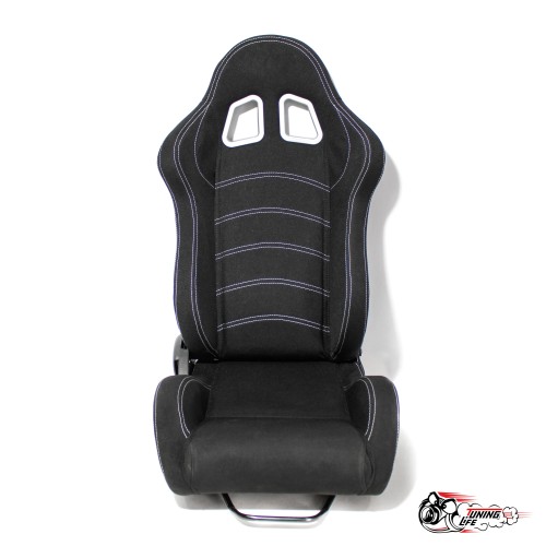 Сиденье с рег. спинкой (ковш) черный с белой строчкой