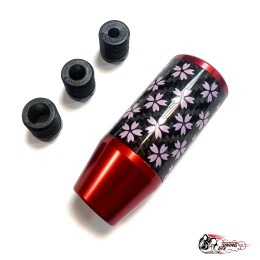 Насадка на ручку КПП сакура на фоне карбон красная 8,5см