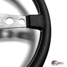 Руль МОМО БЕЗ выноса белая строчка серый центр PROTOTIPO (кожа)