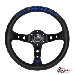 Руль Vertex синий из кожи с черными спицами