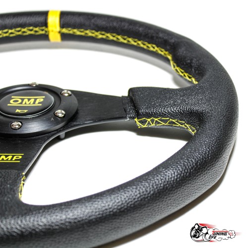 Руль OMP Targa кожа желтая полоска