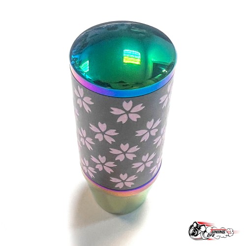 Насадка на ручку КПП сакура на фоне карбон НЕО ХРОМ 8,5см