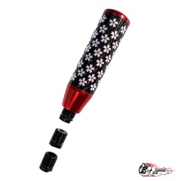 Насадка на ручку КПП сакура на фоне карбон красная 13см