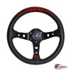 Руль Vertex красный из кожи с черными спицами