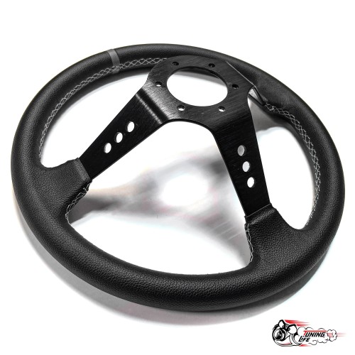 Руль Sparco кожа черный центр серая полоска D35 (9 отверстий)