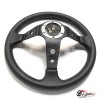 Руль МОМО вынос 9см black edition черный центр (кожа)