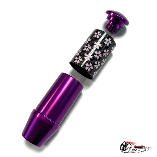 Насадка на ручку КПП сакура на фоне карбон фиолетовая 8,5см