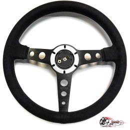 Руль МОМО без выноса black edition черный центр PROTOTIPO (замша)