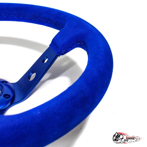 руль OMP вынос синяя замша (синий центр желтая полоска)D35