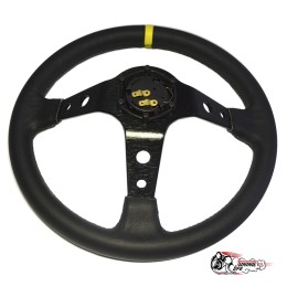 Руль OMP вынос кожа желтая полоска D35