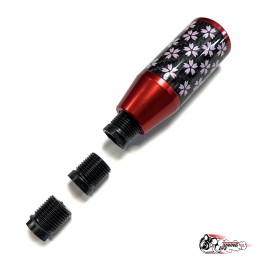 Насадка на ручку КПП сакура на фоне карбон красная 8,5см