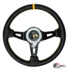Руль МОМО JAPAN вынос желтая строчка/полоска (кожа)