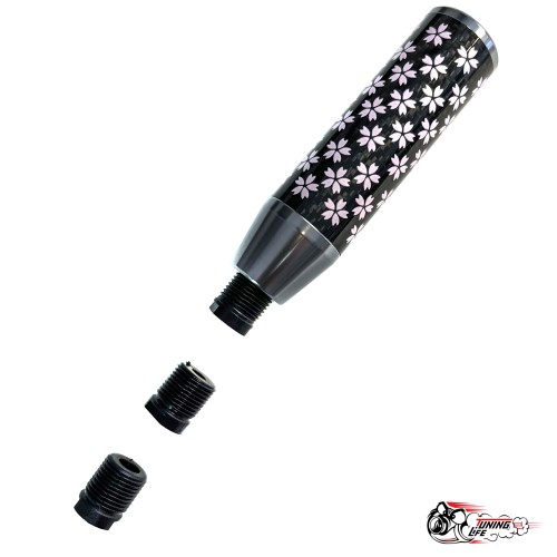 Насадка на ручку КПП сакура на фоне карбон темно-серая 13см