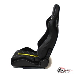 Сиденье с рег. спинкой (ковш) кожа + алькантара (желтая полоса)