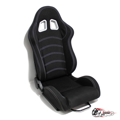 Сиденье с рег. спинкой (ковш) черный с белой строчкой