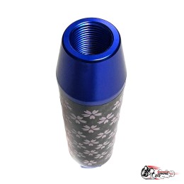 Насадка на ручку КПП сакура на фоне карбон синяя 13см