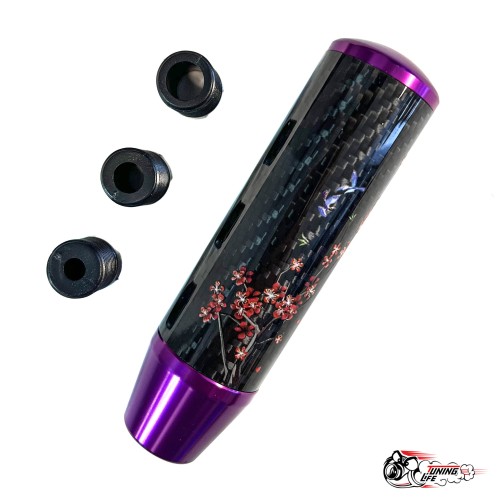 Насадка на ручку КПП мейхуа на фоне карбон фиолетовая 13см