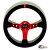 Руль МОМО красный центр красная полоска (Замша)