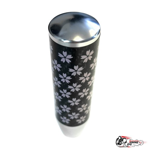 Насадка на ручку КПП сакура на фоне карбон серая 13см