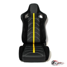 Сиденье с рег. спинкой (ковш) кожа + алькантара (желтая полоса)