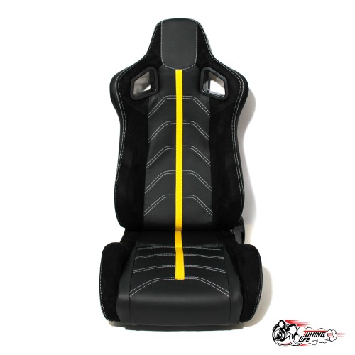 Сиденье с рег. спинкой (ковш) кожа + алькантара (желтая полоса)