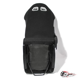 Сиденье с рег. спинкой (ковш) черный с белой строчкой