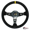 Руль МОМО вынос толстый обод желтая строчка/полоска  (ЗАМША)