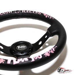 Руль THRASH RACING кожа вынос розовые буквы