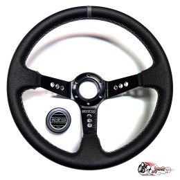 Руль Sparco кожа черный центр серая полоска D35 (9 отверстий)