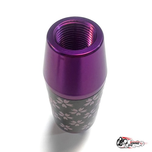 Насадка на ручку КПП сакура на фоне карбон фиолетовая 8,5см