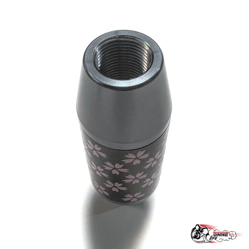 Насадка на ручку КПП сакура на фоне карбон темно-серая 8,5см