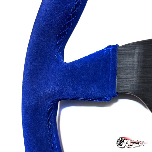 Руль МОМО БЕЗ выноса черный центр синяя замша