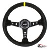 Руль МОМО вынос толстый обод желтая строчка/полоска  (ЗАМША)
