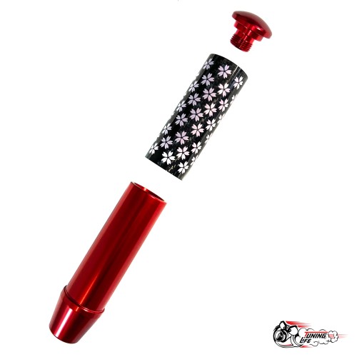 Насадка на ручку КПП сакура на фоне карбон красная 13см
