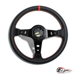 Руль OMP вынос кожа черный (красная полоска)