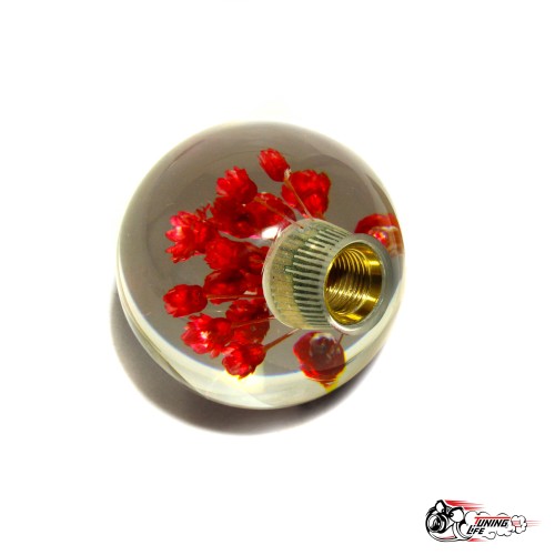 Насадка на ручку кпп шар Цветочки Красные