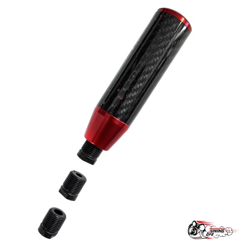 Насадка на ручку КПП мейхуа на фоне карбон красная 13см