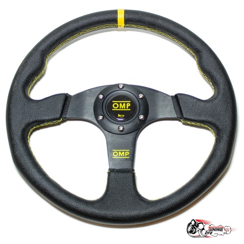 Руль OMP Targa кожа желтая полоска